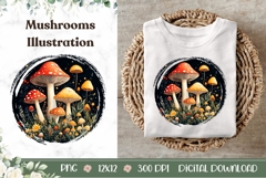Celestial Mushrooms Illustration PNG, Cartoon Forest PNG Product Image 1