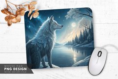 Icy Wolf Under Starry Skies Mouse Pad PNG Design Product Image 1
