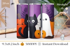 Cute Halloween Tumbler, Cartoon Cat Tumbler Sublimation Product Image 1