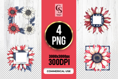 Patriotic Sunflower Frame Clipart PNG Product Image 1