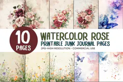 Watercolor Rose Junk Journal Pages Product Image 1