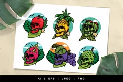 Skull Head as Various of Tropical Fruits - Set of 6 Designs Product Image 1