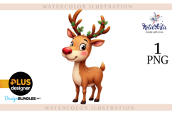 New Year&#039;s Christmas deer watercolor Product Image 1