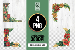 Tropical Floral Corner Border Clipart PNG Product Image 1