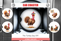 Car Coaster Watercolor Turkey Day Off Product Image 1