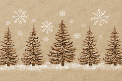 Kraft Paper Christmas Trees and Snowflakes Background Product Image 1