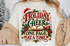 Holiday Cheer One Page at a Time Christmas Book Lover Design Product Image 4