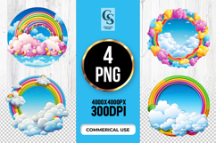 Rainbow Cloud Clipart Sublimation PNG Product Image 1