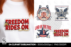 Freedom Rides On Western Clipart Sublimation PNG Product Image 1