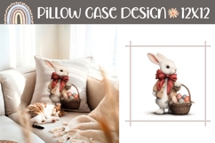 Easter Bunny Pillow Case PNG, Easter Basket Pillow Template Product Image 1