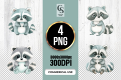 Cute Raccoon Watercolor Clipart Sublimation PNG Product Image 1