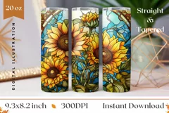 Sunflowers Tumbler Wrap, Stained Glass Flowers Tumbler Wrap Product Image 1
