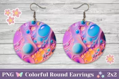 Futuristic Round Earrings PNG, Neon Round Earring Template Product Image 1