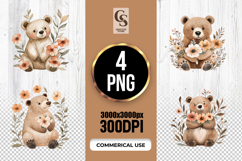 Watercolor Cute Bear Illustration Clipart Sublimation PNG Product Image 1