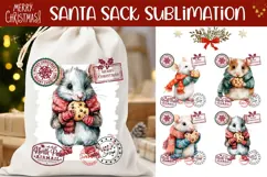 Christmas Mouse Santa Sack PNG, Christmas Santa Sack Designs Product Image 1