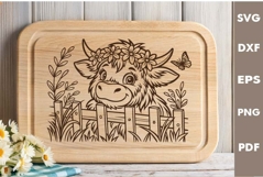 Baby Highland cow Design, Cutting board SVG, Laser cut SVG Product Image 1