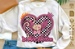 Be Mine Valentine PNG, Retro Valentine PNG, Heart Checkerboa Product Image 1