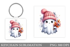Cute Ghost Keychain Design. Cute Halloween Keychain Product Image 1