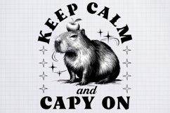 Sarcastic Animal Keep calm and capy on Black png Product Image 2