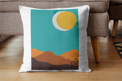Sunset Mountain Bicycle Minimalist Pillow Design Product Image 1