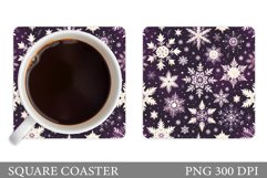 Snowflakes Coaster Sublimation. Winter Square Coaster Product Image 1