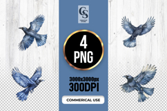 Watercolor Flying Crow Raven Bird Clipart PNG Product Image 1