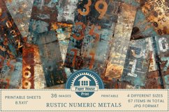 Rustic Numeric Metal Printable Paper, Weathered Metal Print Product Image 1