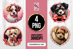 Sweet Puppy With Bow Tie Clipart Sublimation PNG Product Image 1