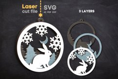 Hare Christmas Ornament SVG laser cut file for Glowforge Product Image 2