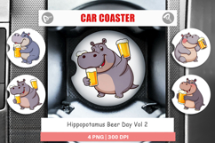 Car Coaster Hippopotamus Beer Day Product Image 1