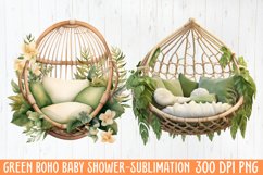 Green Boho Baby Shower Sublimation Product Image 1