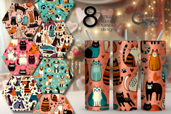Modern Cats &amp; dogs | 8 skinny tumbler Sublimation designs Product Image 1