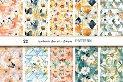 Seamless Watercolor Boho Flower Digital Paper Product Image 1