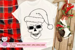 Skull Santa hat with glasses svg, Christmas cut file Product Image 3