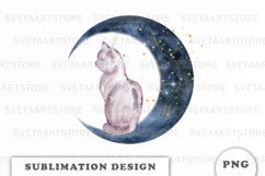 Watercolor Moon with Cat png Product Image 1