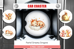 Pastel Dreamy Dragons Car Coaster Product Image 1