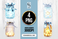 Star Light Jar Clipart Sublimation PNG Product Image 1