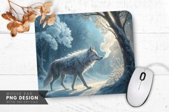 Frosty Wolf in Crystal Forest Mouse Pad PNG Design Product Image 1