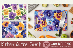 Whimsical Pansy Flowers Cutting Boards sublimation Designs Product Image 1