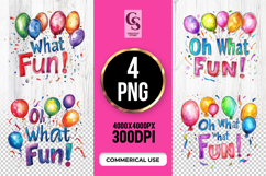 Colorful Balloon What Fun Quote Clipart Sublimation PNG Product Image 1