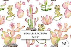 Watercolor Cactus Seamless Pattern Product Image 1