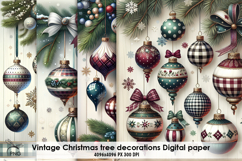 Christmas tree decorations digital paper, background clipart Product Image 1