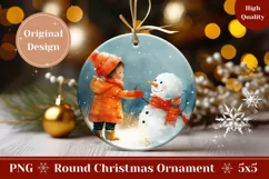 Watercolor Christmas Snowman Ornament, Winter Ornament Product Image 1