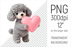 Knitted Valentine Poodle with Heart | Amigurumi Dog Clipart Product Image 1