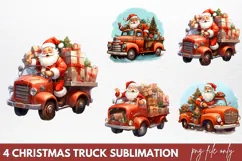 Christmas Truck Sublimation Clipart PNG Product Image 1