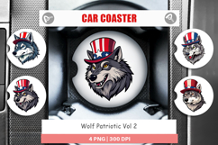 Car Coaster Wolf Patriotic Product Image 1