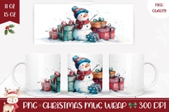 Watercolor Christmas Snowman Mug, Christmas Presents Mug Product Image 1