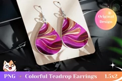 Pink and Gold Teardrop Earring PNG, Liquid Earring Design Product Image 1