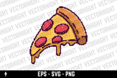 Pixel art pizza isolated on white background. Vector Product Image 1
