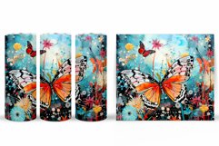 Butterflies Tumbler Design. Flowers Tumbler Sublimation Product Image 2